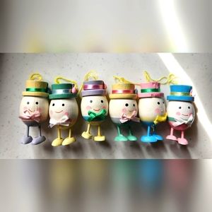 Vintage Wooden Easter Egg Men Ornaments